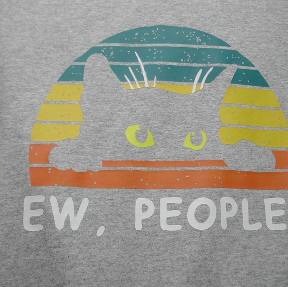 New Cat Lover EW PEOPLE Crew neck T-shirt Tee Shirt Sleeve Graphic Pet Adult L - Picture 2 of 3